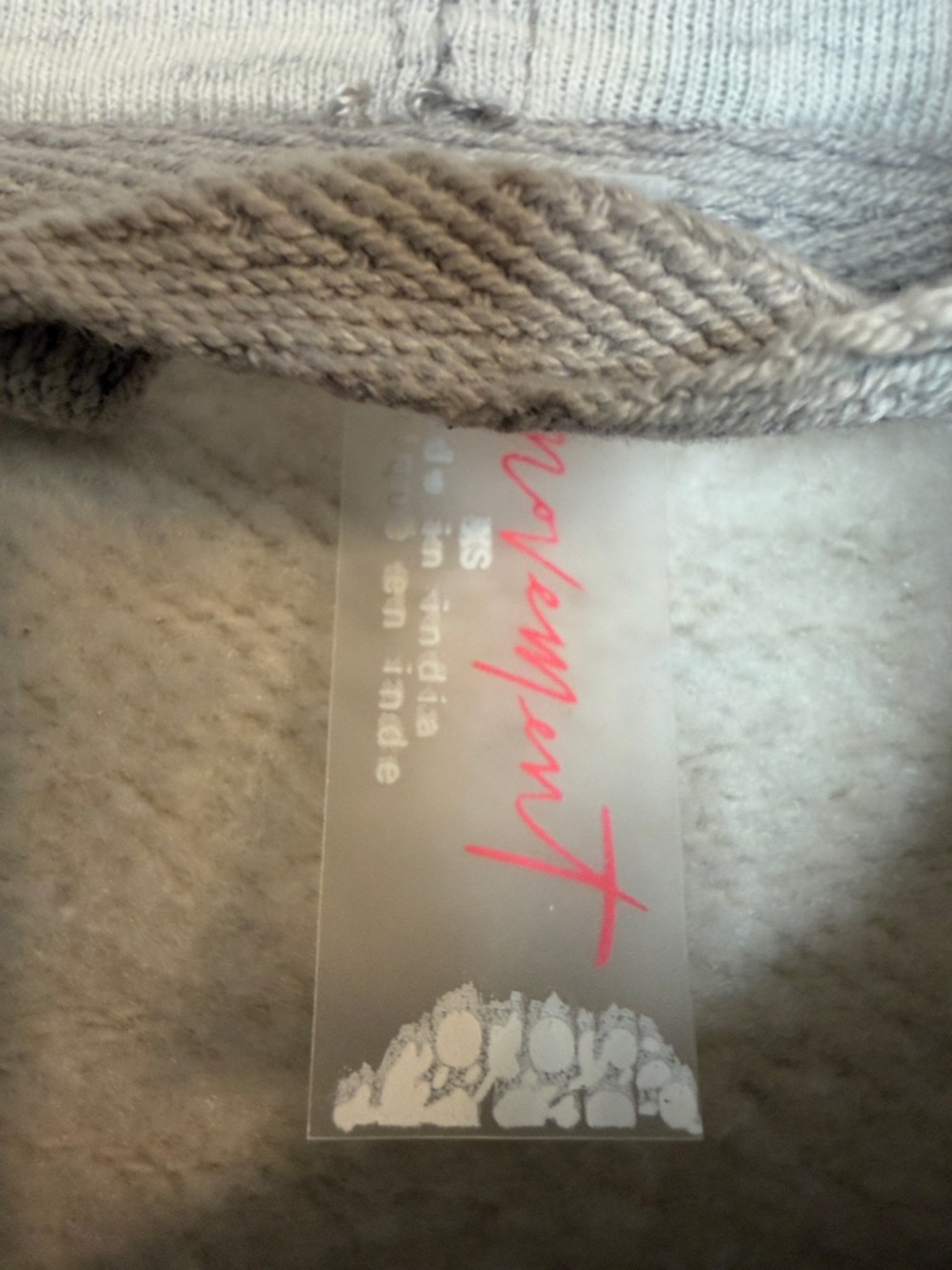 Free People Light Grey and Red Graphic Cowl Sweater with Orange Stripe - Picture 3 of 8